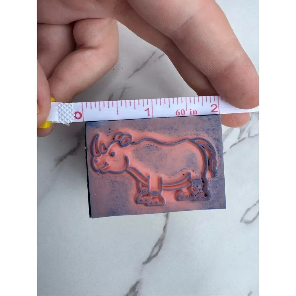 Cartoon Rhino Rubber Stamp